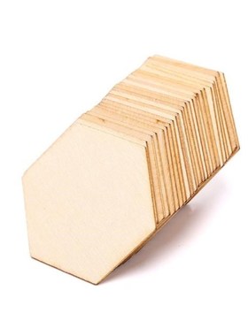 100/50/25pcs Beech Wooden Hexagonal Pieces Ornaments Wooden