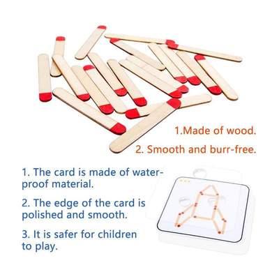 Montessori Matches Puzzles Game Wooden Toys  Math Geometr