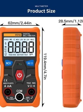 Digital Multimeter Tester Auto Range True RMS with NCV DATA