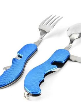 Outdoor 3 In 1 Folding Tableware Stainless Steel Folding Spo