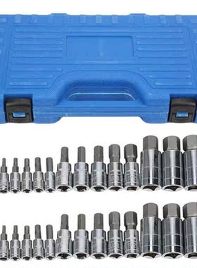 32Pcs Socket Wet Hex Socket Set Alloy eel Metric and Inch