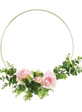 4 Pack 14 Inch Lge Metal Floral Hoop Wreath Macrame Gold H