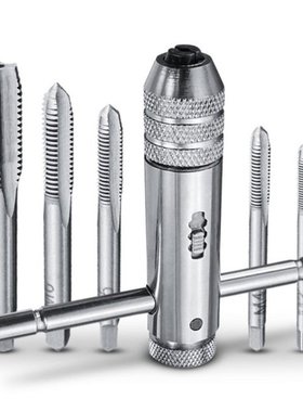 5PCS/Set Adjustable M3-M8 T-Handle Ratchet Tap Wrench Machin