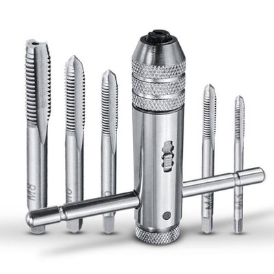 5PCS/Set Adjustable M3-M8 T-Handle Ratchet Tap Wrench Machin