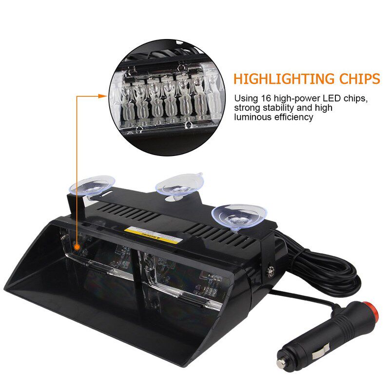 12v 16 bead led car light police strobe light emergency suct