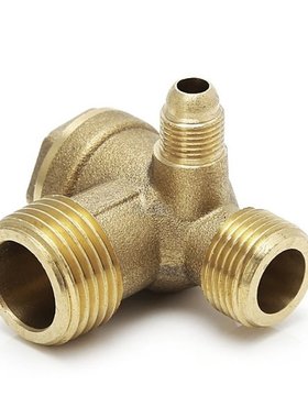Male Thread 3 Way Metal Air Compressor Check Valve Gold Tone