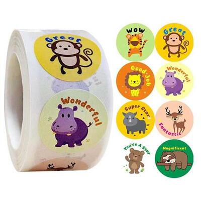 500pcs/roll Cartoon Animal Reward Stickers Diary Scrapbookin