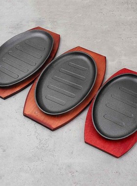 3 Sizes Cast Iron Steak Fajita Sizzling Platter Plate BBQ G