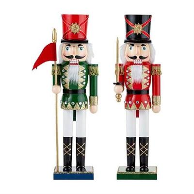 C90D Christmas Decor Flag Bearer Wooden Nutcracker Soldier