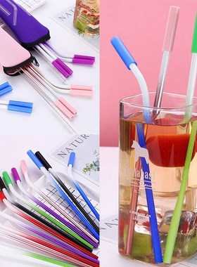 Reusable Drinking Straw Stainless Steel Straw Set Metal Colo