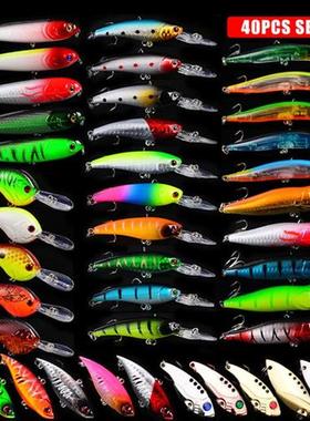 40Pcs/Set Almighty Mixed Fishing Lure Kits Wobbler Crankbait