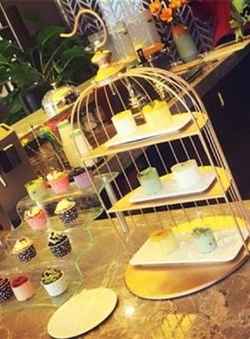 1 Pc Cake Stand Bird Cage Wrought Iron Round Display Rack