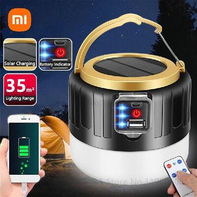 Solar LED Camping Light Remote Control Tent Lamp USB