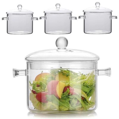 Glass Stewpot Heat-Resistant Saucepan Stove Pot For Kitchen