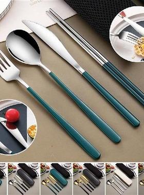 304 Stainless Spoon Fork Chopsticks Kit Portable Tableware S