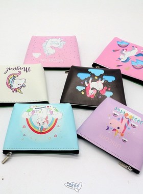 Cartoon Unicorn coin purses women mini wallets cute card hol