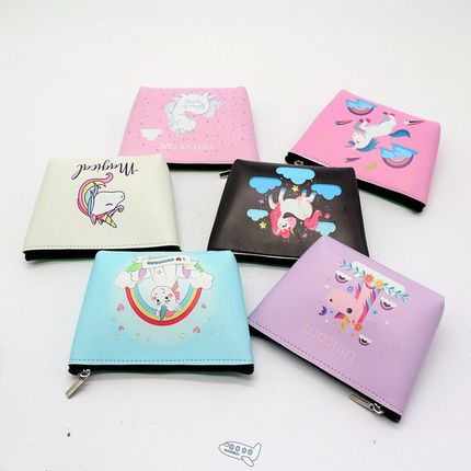 Cartoon Unicorn coin purses women mini wallets cute card hol