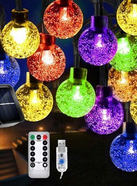 12M LED Solar Bulbs String Fairy Lights Outdoor Lamp Garden