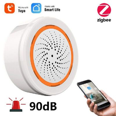 Tuya Zigbee Sensor Pintar Bawaan Alarm Sirene Nirkabel 2 In