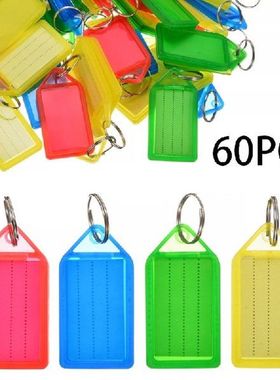 60pcs Plastic Multi-Color Label Key Chains Luggage ID Tags