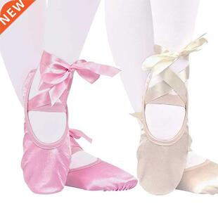 Ballet Dance Silk Dancing Shoes Pointe With Ribbon For Child