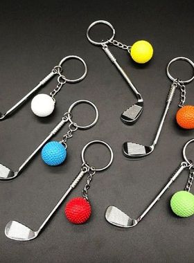 10Pcs Mini Golf Club Ball Pendants Keychains Keyrings Fans