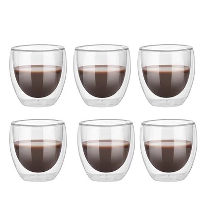 Set of 2/6 Double-layer heat-resistant tea Glass Coffee Cups