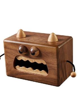 Cartoon Tissue Box Solid Wood Little Monster Pumping Box