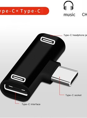 Dual Port Type C Jack Audio Adapter Headphone and Charger Us