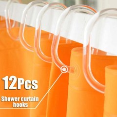 12Pcs/set Plastic C  Shower Curtain Hook Hanger Ring Bath Dr