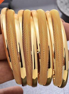 4pcs/lot Dubai Gold Color Bangles For Women Vintage Bride W