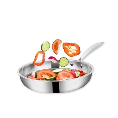 1pc 28CM Stainless Steel Frying Pan Uncoated Non-Stick Skill