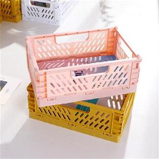 Foldable Plastic Storage Box Collapsible Crate Case Desktop