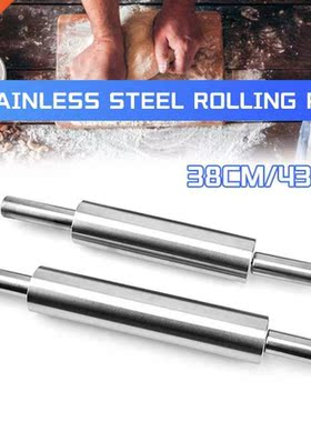 Stainless Steel Rolling Pin Non-stick Pastry Dough Roller Ba