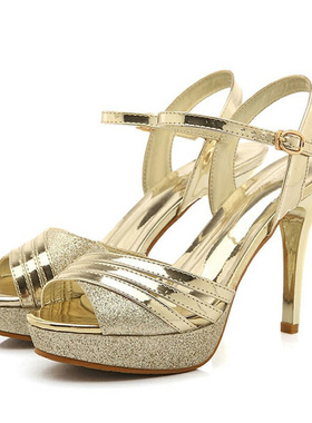 Sexy Summer Sandals Women Gold High Heels Platform Sandals
