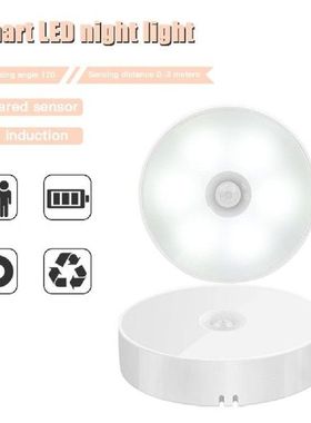 Wireless Round Motion Sensor LED Night Light  Bedside