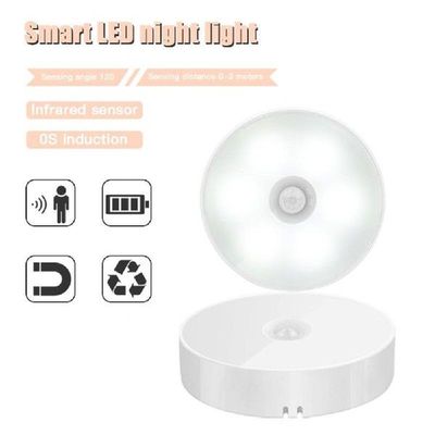Wireless Round Motion Sensor LED Night Light  Bedside