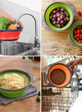 Foldable Silicone Colander Non-toxic Fruit Vegetable Washing