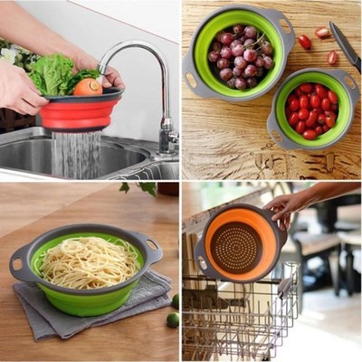 Foldable Silicone Colander Non-toxic Fruit Vegetable Washing