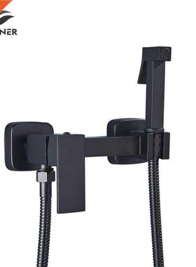 Matte Black Bidet Shower Faucets Brass Hygienic Shower Spra