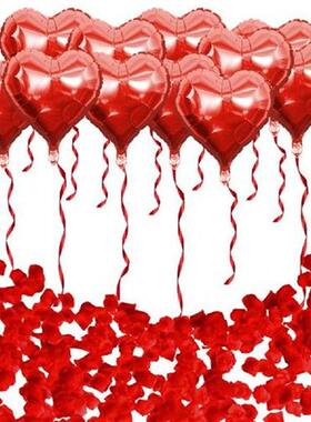 I Love You Heart Balloons with 1000 Pcs Red Silk Rose