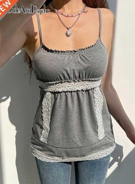 Y2K Aesthetic Sweet Kawaii Tops Vintage Fairycore Lace Patch