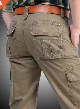 2022 Casual Cargo Pants Men Overalls Cotton Military Multi-p