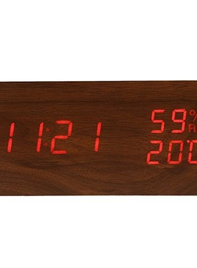 LED Wooden Alarm Clock Watch Table Voice Control Digital Woo