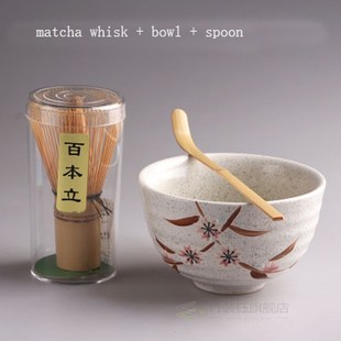 Japanese matcha tea set matcha bowl bamboo whisk holder tray