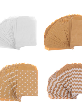 50pcs 15*10CM Wave Dot Kraft Paper Candy Biscuit Bags Packin