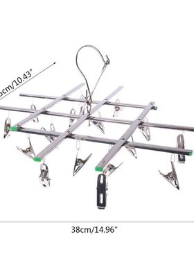 16 Clips Stainless Steel Windproof Laundry Hanger Sock