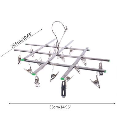 16 Clips Stainless Steel Windproof Laundry Hanger Sock