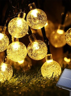 Solar String Lights Outdoor 50 LEDs Crystal Globe Lights 10m