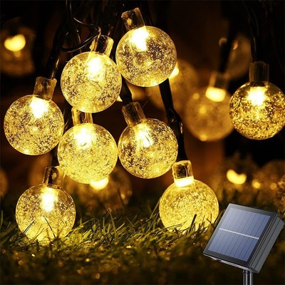 Solar String Lights Outdoor 50 LEDs Crystal Globe Lights 10m